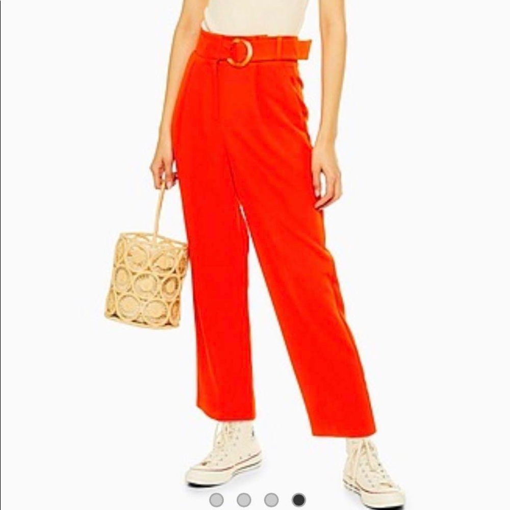 Topshop Bright Orange Cropped Trousers
